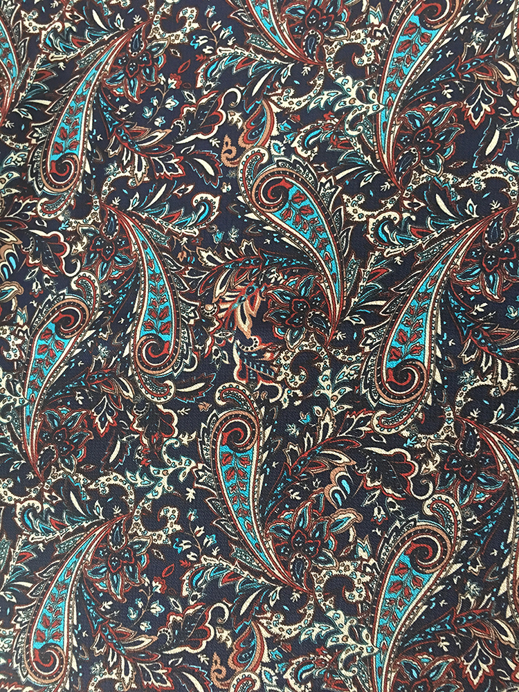 Paisley Tasarım Polyester Kabarcık Şifon Baskı Kumaş