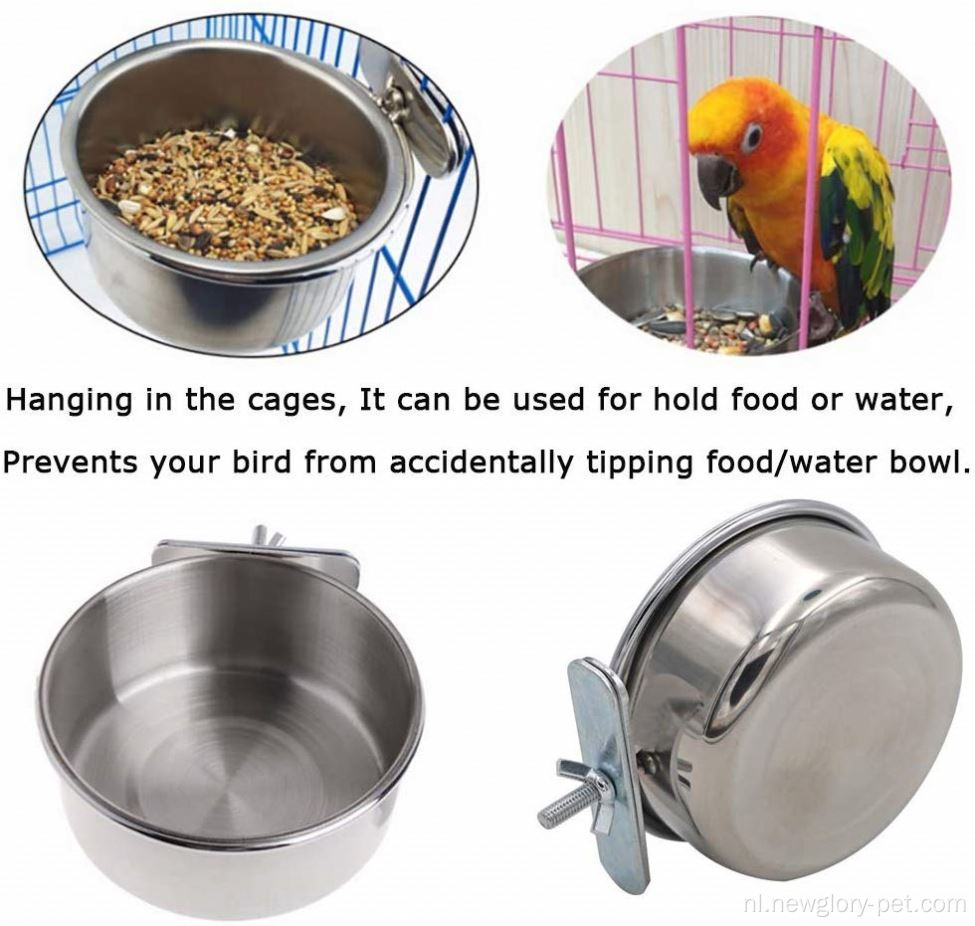 Pure Silver Birds Pet Feeder Water Cage Cup