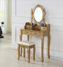 Golden 4 Drawers Dressing Table With Mirror