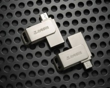 CaraUSB 16gb customized otg phone u disk computer dual-metal dual-plug 360-degree rotating promotional gifts