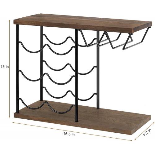 Holzweinregal 6 Weinflaschen und 4-Glasse