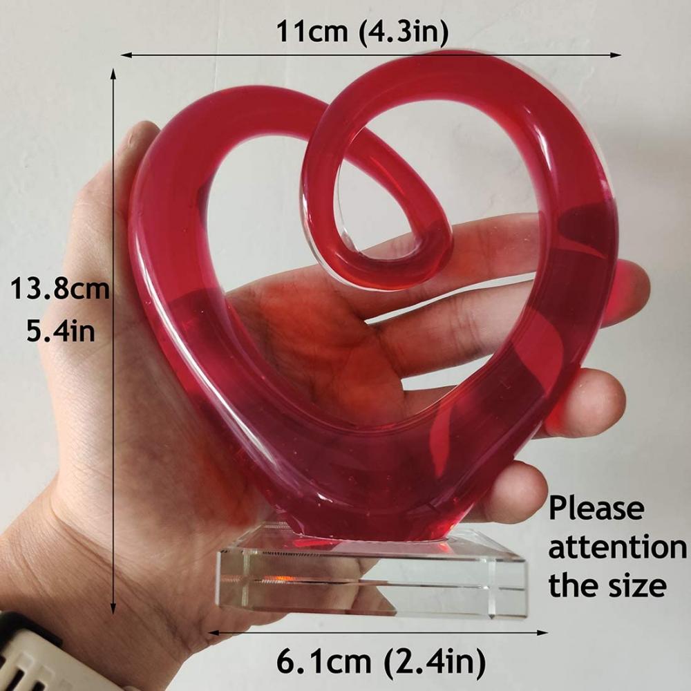 5 &#39;&#39; Alto Arte Glass Heart Sculpture Centerpieta