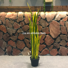 Variegated artificial snake plant, sansevieria trifasciata in pot