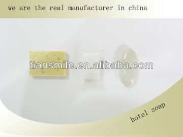 natural hotel size soaps with label