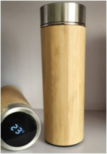 450mL Led Display Bamboo Vacuum Bottle