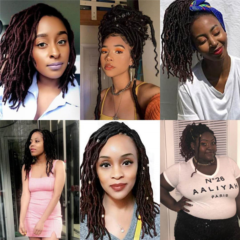 14inch Faux Nu Locs Crochet Braids Short Wavy Goddess Faux Locs False Locs Prelooped Ringlet Synthetic Hair Extension