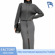 Elegant Black Knitted Long Dress for Women