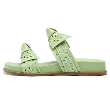 Custom Green Flat Strap Slide Sandals