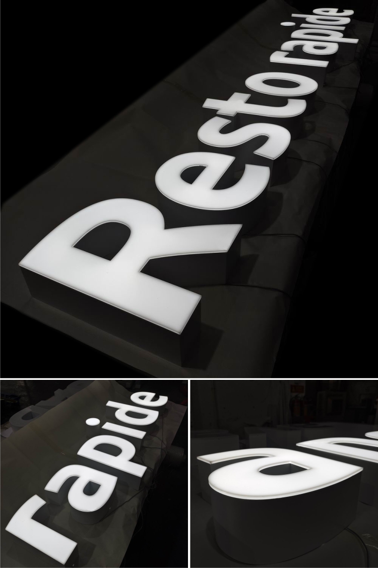 DINGYISIGN Factory Supply Rimless Wall Mounted Front Light Led Letters Custom Led Shop Sign Board