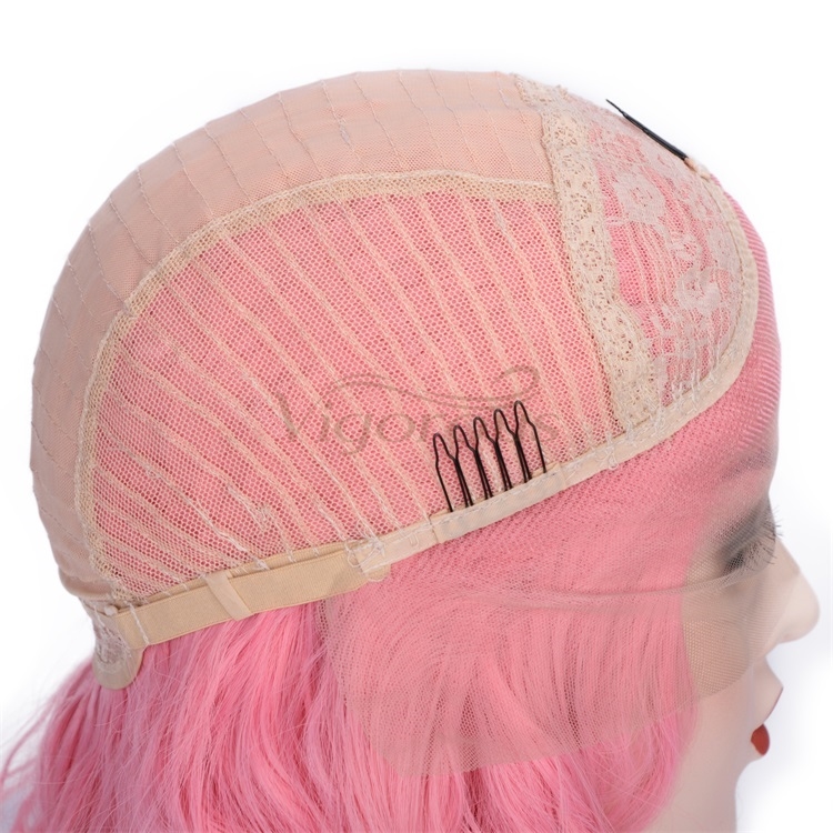 Vigorous Short Bob Wavy Lace Front Wigs for White Women Curly Wavy Pink Wig Heat Resistant Synthetic Free Part Cosplay Wig