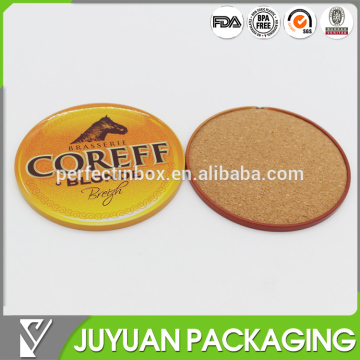 round tinplate cork tin coaster/tin cup mat