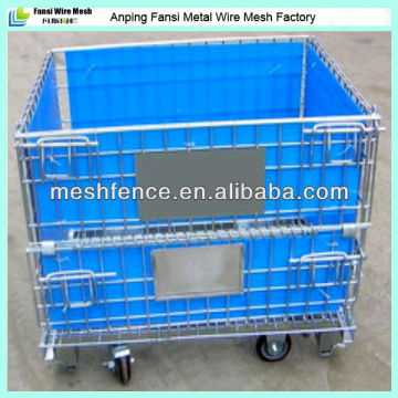 Metal galvanized wire container with wheels