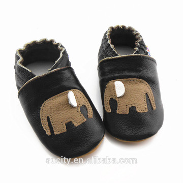 soft sole new born baby leather shoes with elephant design