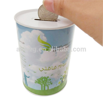 round tin money bank for christmas gift