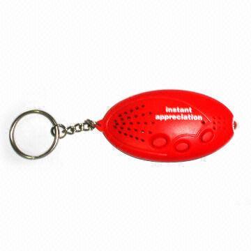 Sound Pre-recorded Keychain with LED Light, Customized Colors are Accepted