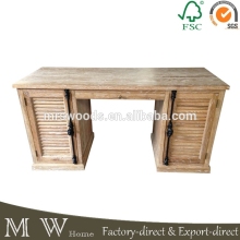 french style oak wooden writing desk, writing desk with shutter door, french writing desk