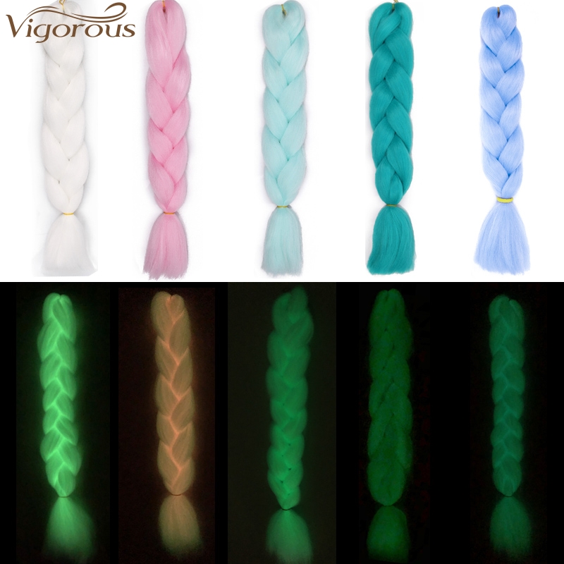 Cosplay Wholesale For Sale Long  Fluorescence Crochet Women Ladies Soft Styles Synthetic Cheap Ombre Colorful Braids For Hair