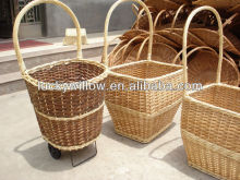 countryside style willow wicker wheelie shopping basket trolley(manufacture)