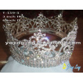 Completo ronda Rhinestone belleza reina coronas para la venta