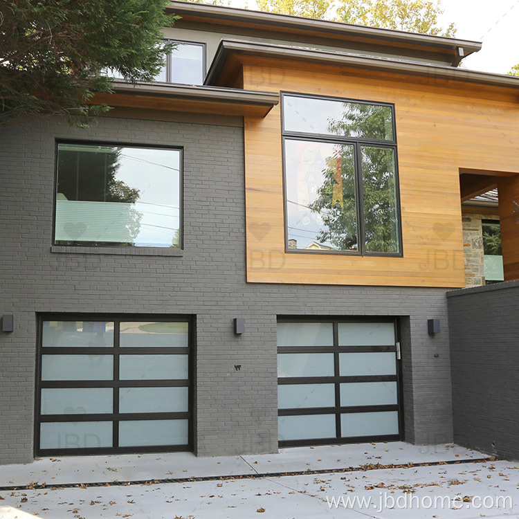 Frameless aluminum glass modern garage door