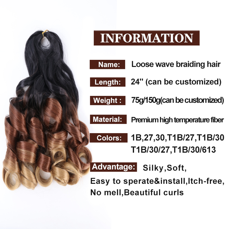 Julianna hair 150g 75g french curl silky extensions bundles loose wavy curls ombre synthetic hair loose wave curly braiding hair