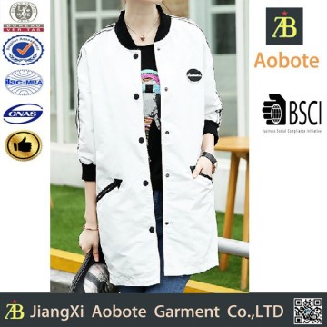 2015 Hot Selling Long Women Plain Baseball Jacket