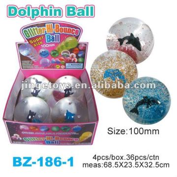 100mm water ball, dolphin ball,glitter bouncing ball with water