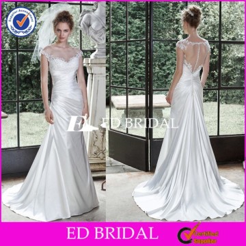 CE1128 Made In China Cheap Cap Sleeve Sheer Back Satin Pictures Of Latest Gowns Designs