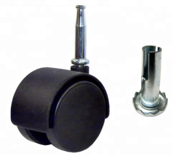 wood borad furniture wheels with metal pin and socket