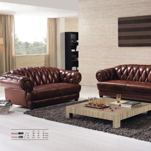 321 Chesterfield Brown Leather Sofa Set Design