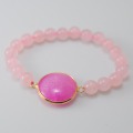 Rose Quartz Bracelet with Agate Pendant Gemstone jewelry