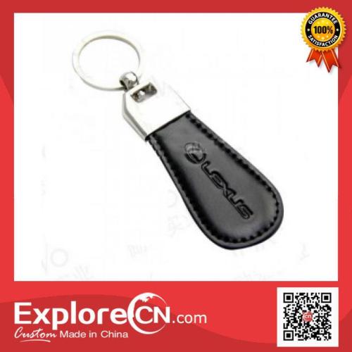 Fashion black metal leather keychain