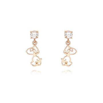 CZ diamond gold drop earring