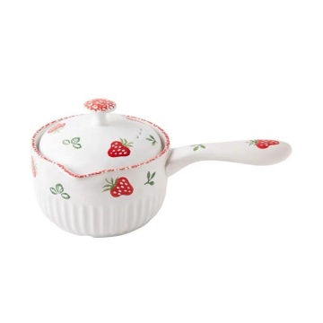 Ceramic Round Dish Casserole Clay Pot Earthen Bakeware With Lid