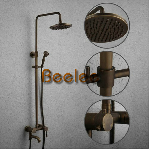 Luxury Antique Brass Color Rainfall Shower Set with 8" Shower Head (Q12001b)