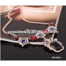 2016 wholesale price gold crystal chunky neckalce jewelry