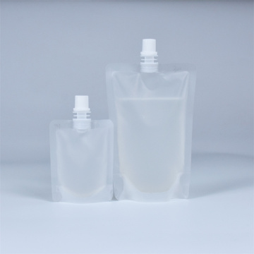 Bolsa de pé com bico transparente reciclável para líquido 150ml