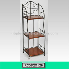 Metal Shelving Unit Home Storage Rack with Wood Frame