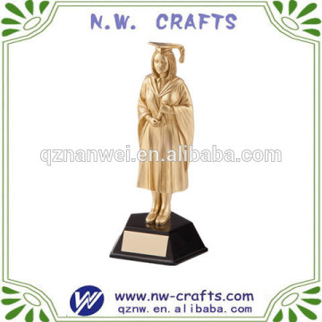 Polyresin gold female graduation academic dress trophy