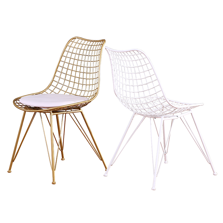 Free Sample Metal Gold Dining Steel Mesh Iron Black Modern Rose White Plastic Copper Dine Frame Luci Outdoor Wire Chair