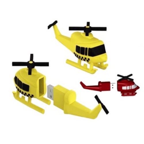 Adorável unidade flash USB em forma de helicóptero 3D em PVC