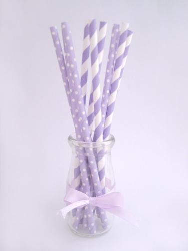 Purple and white paper straws for sales