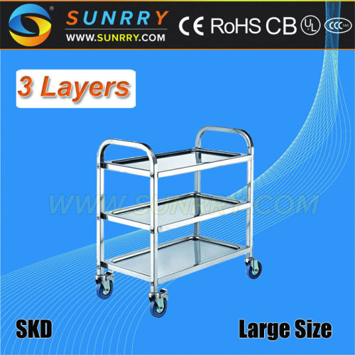 Restaurant 3 Layers Tainless Steel Used Mobile Food Carts For Sale