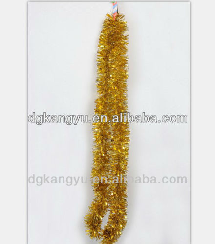 Hot sale wire tinsel garland with snow/Shiny Christmas tinsel garland