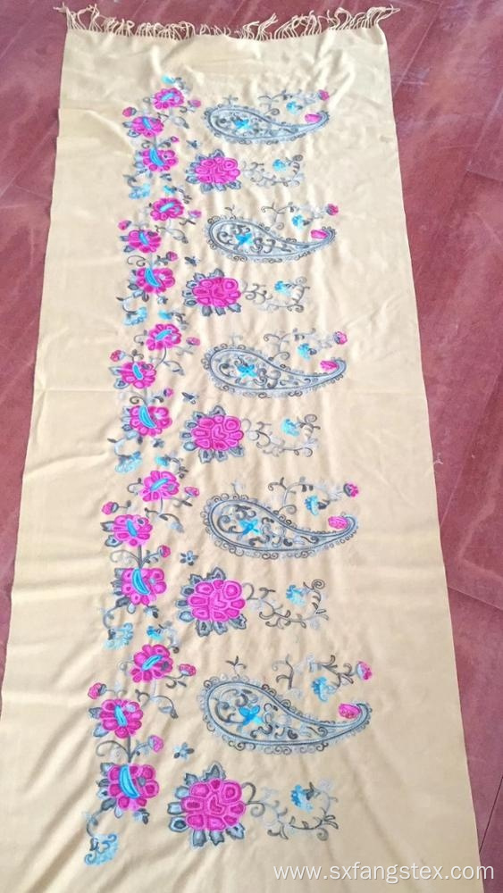 Elegant Muslim Embroidered Women Wool Scarf