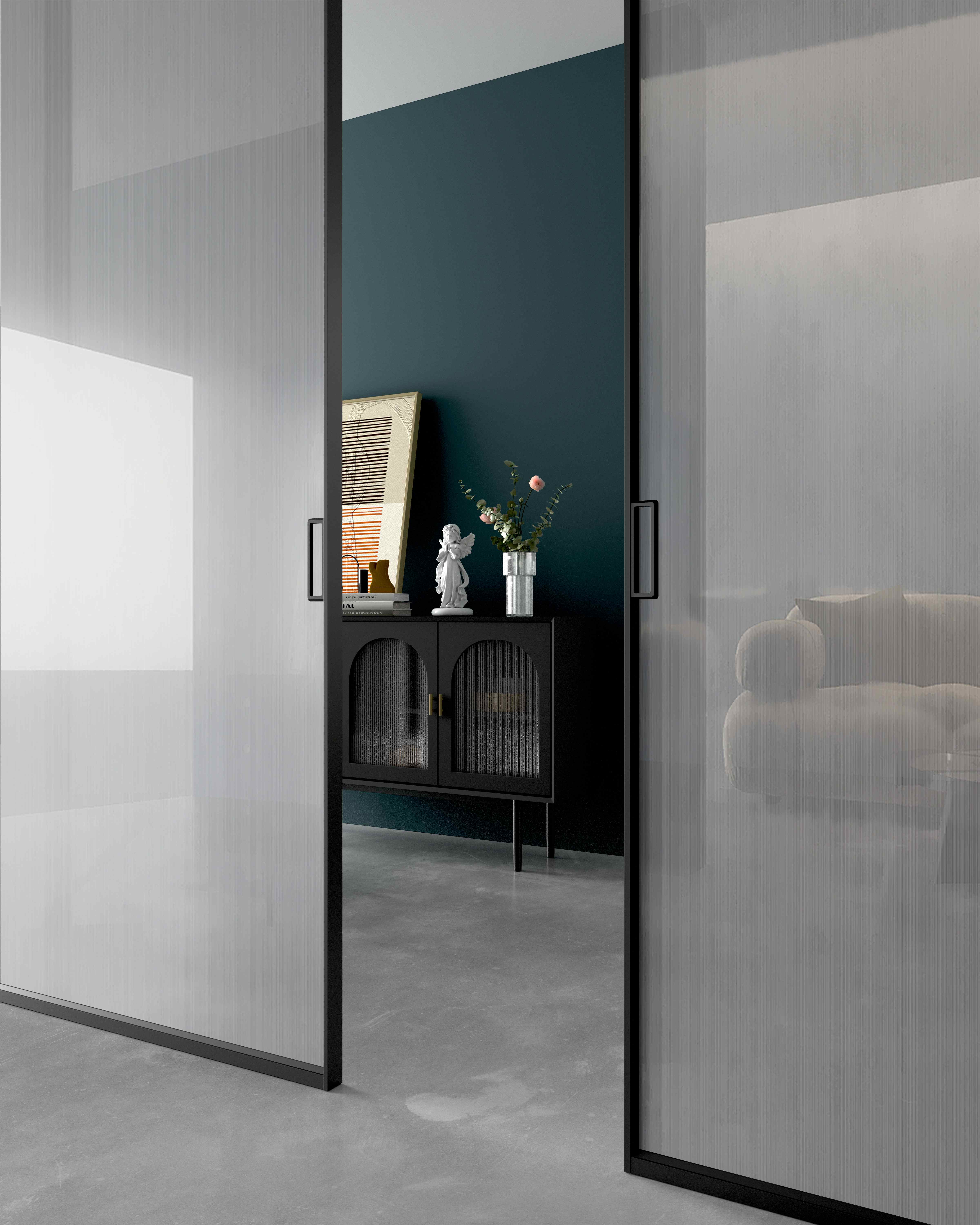 detalhe da porta deslizante vertical