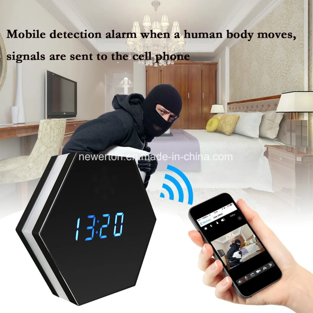 Newest Colourful 1080P WiFi Camera Clock with Video Duration Over 4 Hours WiFi Clock Camera