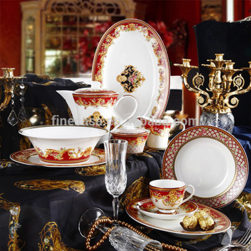 Luxury Fine Bone China 47pcs colorful dinnerware sets                
                                    Quality Assured