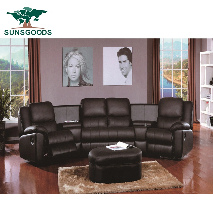 4 Seating Home Theater Lazy Boy Reclining Leather Sofa Set