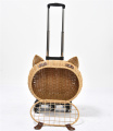 Luxury Dog Pet Travel Carrier Bag Case Rattan Wicker On Wheels barnvagn Trolley Cat Travel Carrier resväska